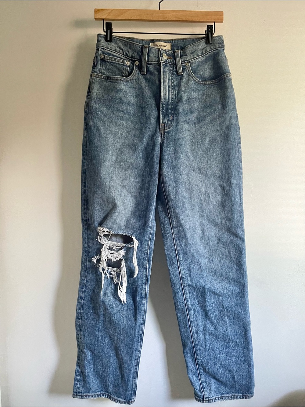 Madewell The Perfect Vintage Straight Jean Knee-Rip Edition Size 27